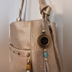 EUC The Sak Collective Metallic Gold Embossed Leather Ojai Bucket Shoulder Tote